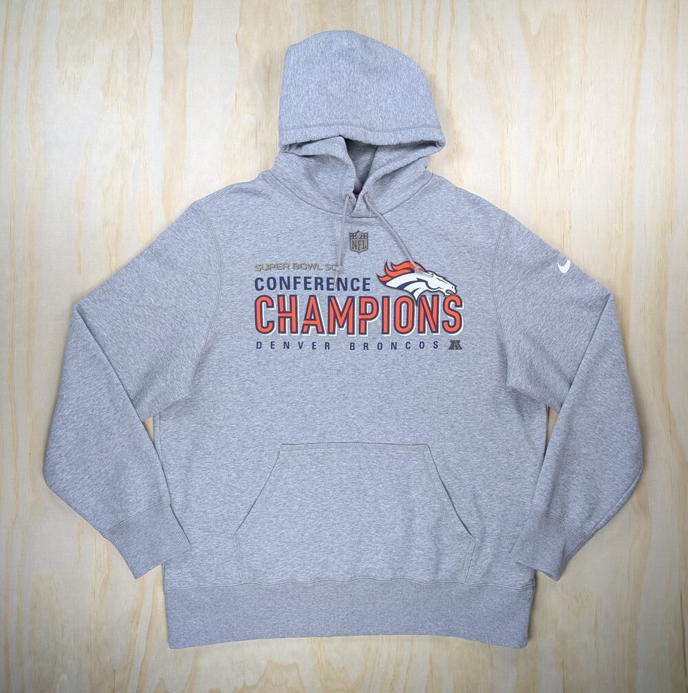 Nike Men's XL Denver Broncos Super Bowl 50 Conference Champions Hoodie Gray